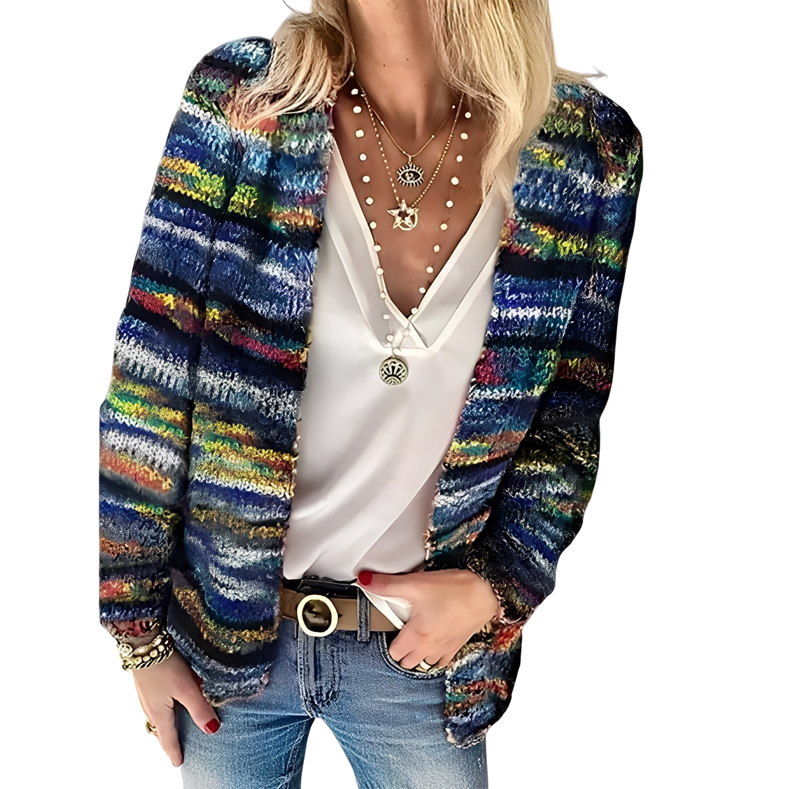 Deonne - Casual, Multicolored Cardigan for Women