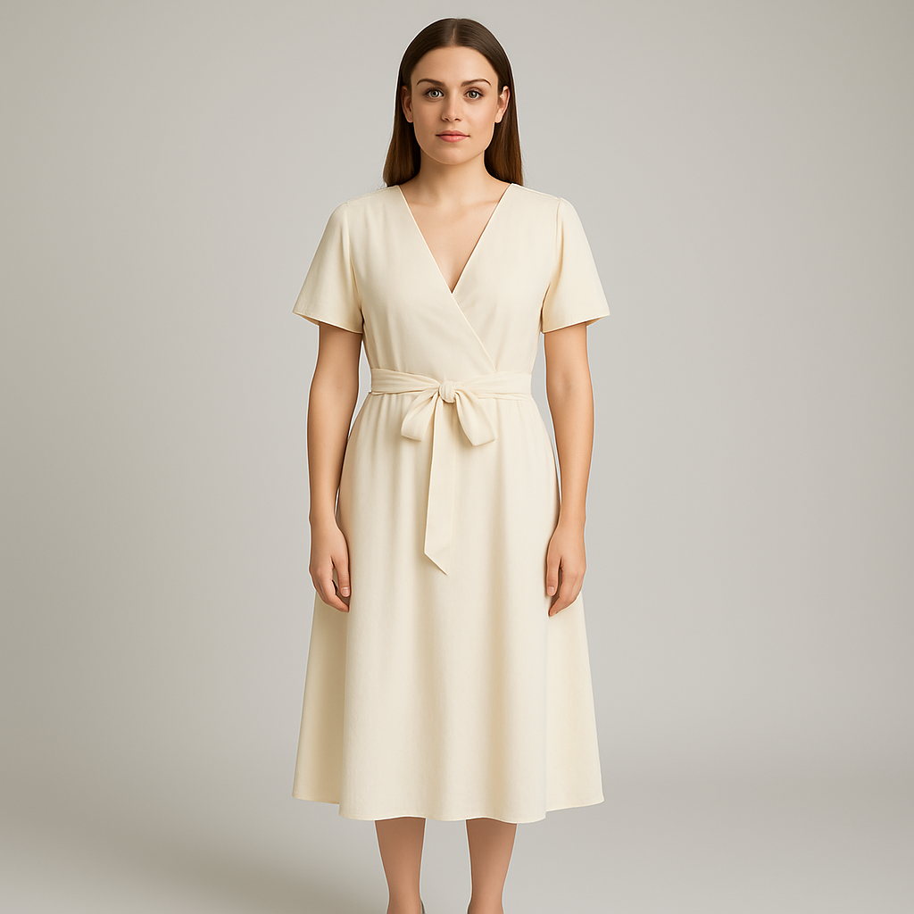 Saffron-lux | Women - Wrap Dress - Short Sleeve - Belted Waist