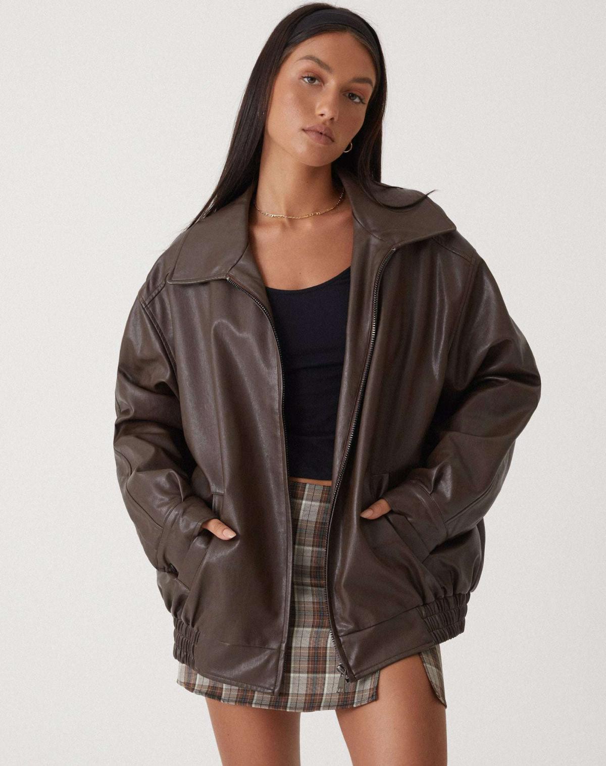 Ariane – Oversize leather jacket for women